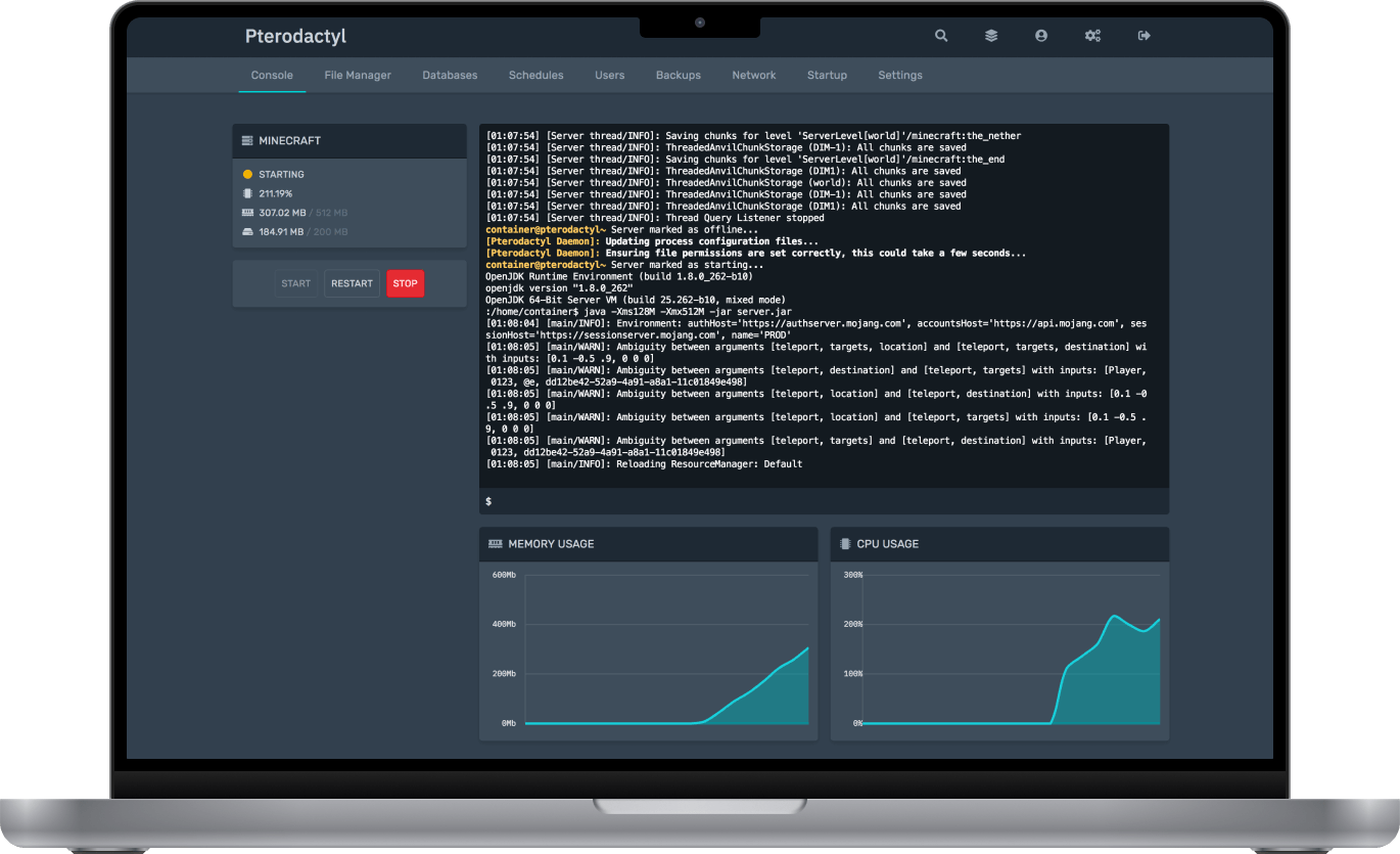Painel Pterodactyl Loding Hosting